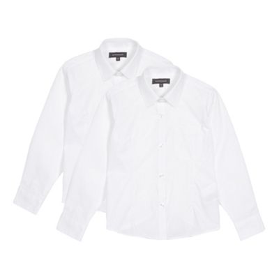 Pack of two girl's white long sleeved school blouses